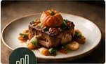 A composed entrée on a restaurant plate