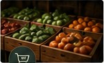 Fresh produce arranged for purchasing