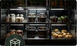 Organized restaurant inventory and prepared ingredients